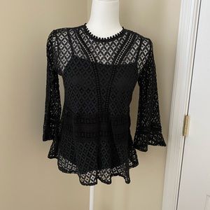Black lace blouse with separate cami